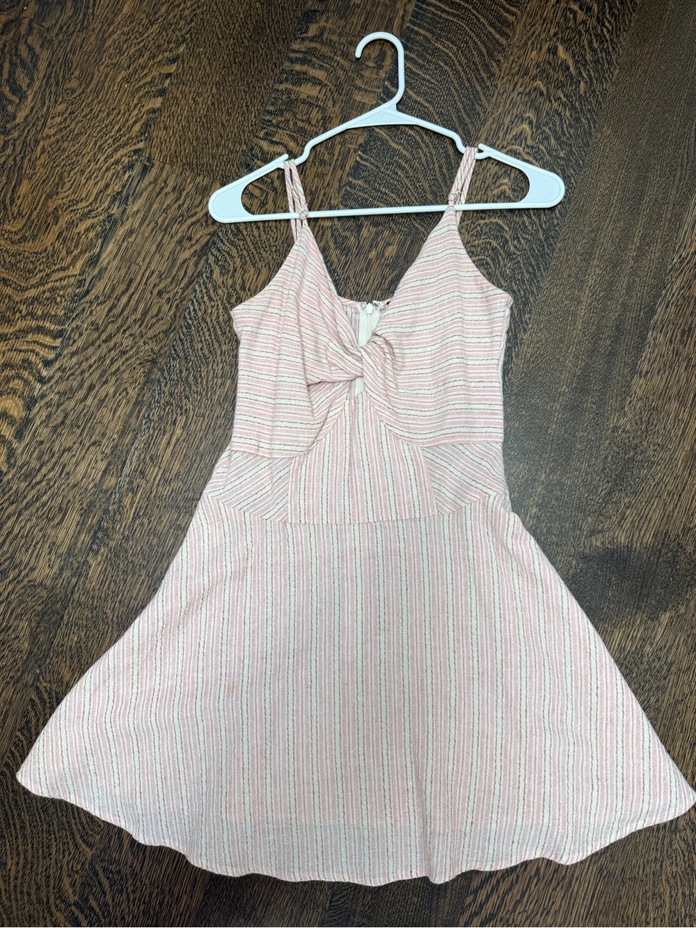 MINKPINK Pink Tweed Twist Front Mini Dress Size Small Spaghetti Strap Summer